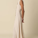 Olivaceous - Aimme Button-Front Linen Maxi Dress