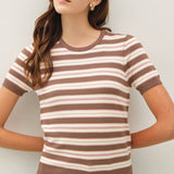 Be Cool - CLASSIC FIT STRIPED SHORT SLEEVE SWEATER TOP