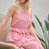 SOLID RUFFLE SLEEVELESS MINI DRESS, Davi & Dani
