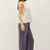Be Cool - STRIPED GAUZE WOVEN TANK TOP