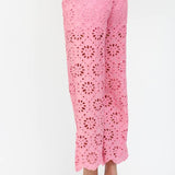 FATE - FLORAL EYELET LACE WIDE LEG CROPPED PANTS