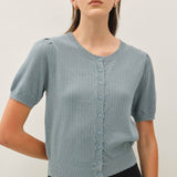 Be Cool - POINTELLE SHORT SLEEVE CARDIGAN
