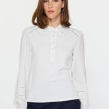 Current Air - Mixed Media Polo Knit Top