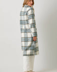 Mystree Fuzzy Plaid Long Coat