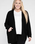 Ribbed Knit Open Front Cardigan (Various Colors), eesome (Plus Only)