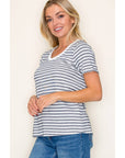 STACCATO - ROUND NECK EVERYDAY STRIPE TOP