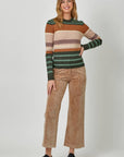 Mystree Color Block Striped Sweater Top