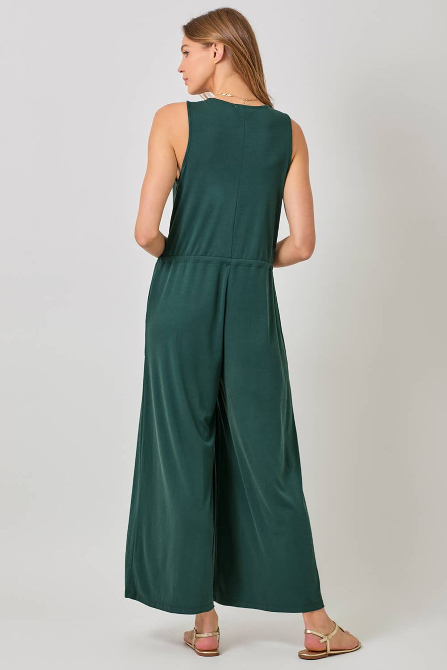 Mystree - Modal Ribbed Surplice Neck Jumpsuit
