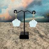 Mother of Pearl Carved Flower Earrings, Zhanna Jewelry