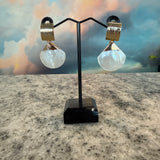 Gold and Mother of Pearl Earrings, Zhanna Jewelry