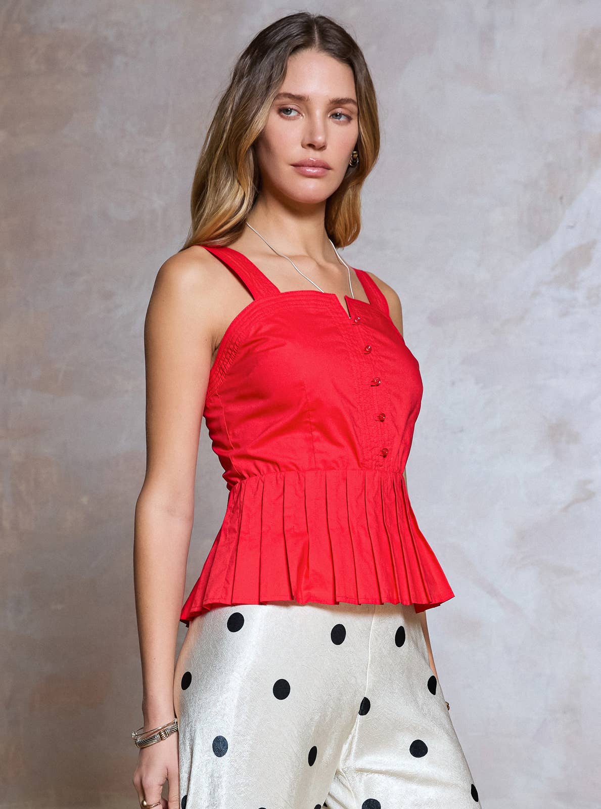 Current Air - Sleeveless Embroidered Peplum Top