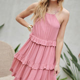 SOLID RUFFLE SLEEVELESS MINI DRESS, Davi & Dani