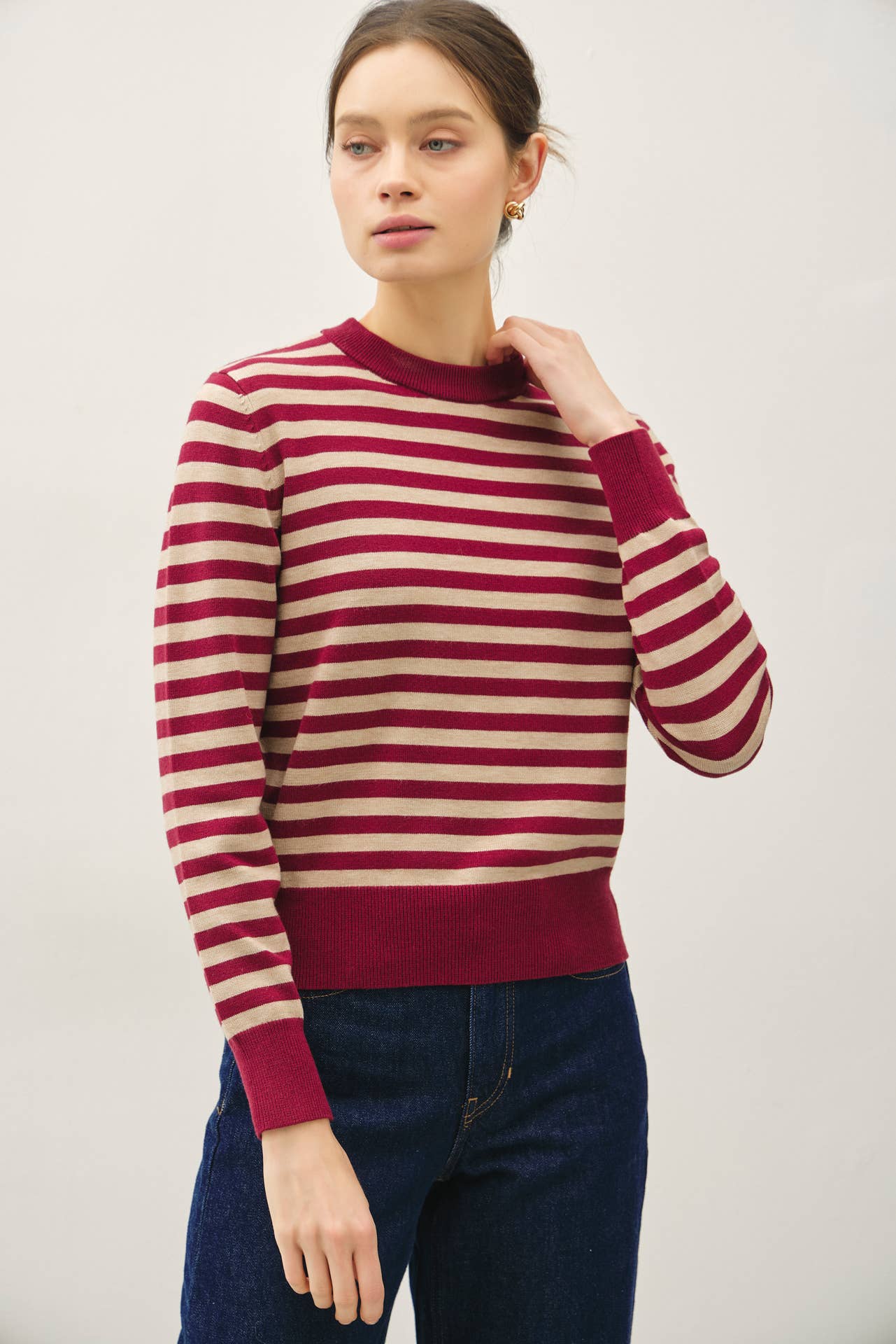 Be Cool - CLASSIC STRIPE CROPPED SWEATER