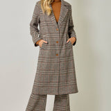 Mystree Houndstooth Plaid Long Coat