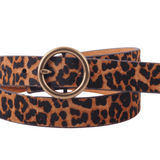 Most Wanted USA - Brass-Toned Circle Buckle Leather Belt
