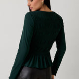Sunday Edition by LE LIS -Round Neck Long Sleeve Smoked Top