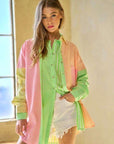 OVERSIZED MULTI COLOR STRIPE BUTTON DOWN, Davi & Dani