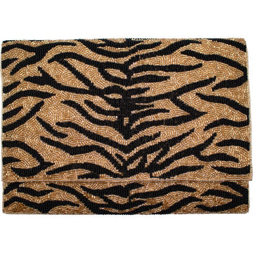 Pizzazz, Inc. - TIGER PRINT BEADED CLUTCH