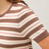 Be Cool - CLASSIC FIT STRIPED SHORT SLEEVE SWEATER TOP