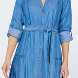 Current Air - Chambray Button-Down Midi Dress