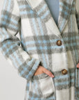 Mystree Fuzzy Plaid Long Coat