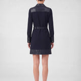 Current Air - Polo Knit Mini Dress With Faux Leather Contrast