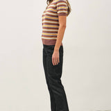 Be Cool - CLASSIC FIT STRIPED SHORT SLEEVE SWEATER TOP