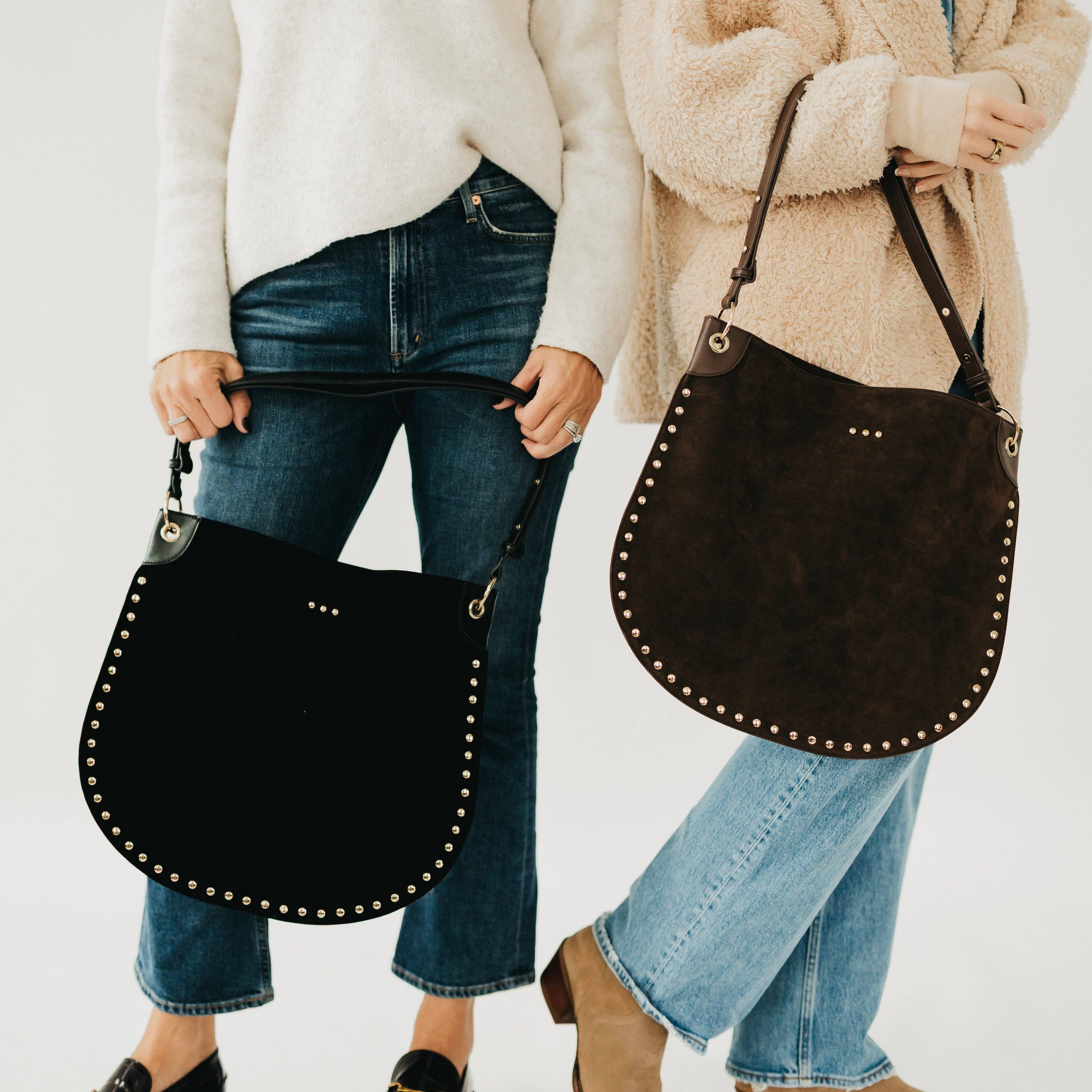 Pretty Simple - Rosalie Rivet Suede Hobo Bag