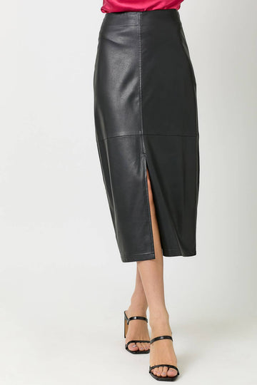 Mystree  Leather Midi Skirt