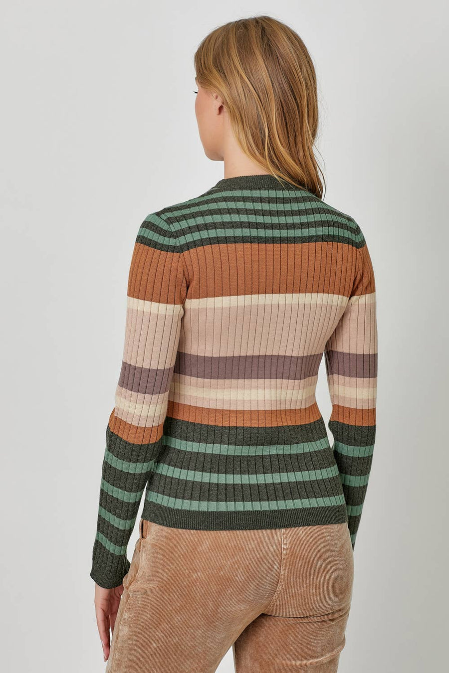 Mystree Color Block Striped Sweater Top