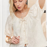 ADORA LA - SHORT SLEEVE TOP WITH SCALLOPED TRIM
