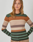 Mystree Color Block Striped Sweater Top