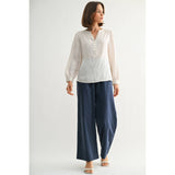 FUN2FUN - SATIN BUTTON FRONT BLOUSE