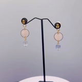 Topaz and Rose Quartz Heart Earrings, Zhanna Jewelry