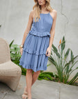 SOLID RUFFLE SLEEVELESS MINI DRESS, Davi & Dani