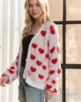 ADORA Fuzzy Heart Button Down Cardigan