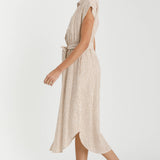 Be Cool - Striped Utility Style Shirt Dress with Waist Tie