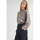 FUN2FUN - SATIN MOCK NECK BLOUSE