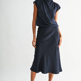 CRINKLED SATIN SKIRT