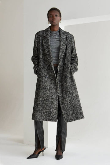 Crescent  -Savannah Double Breasted Brushed Herringbone Coat