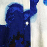 Q2 - Relaxed Shirt in white With Blue Tropical Flower Print