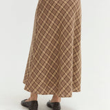 Crescent - Sandra Plaid Flowy Midi Skirt