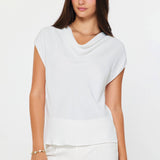 Current Air - Draped Cowl Neck Cap Sleeve Top