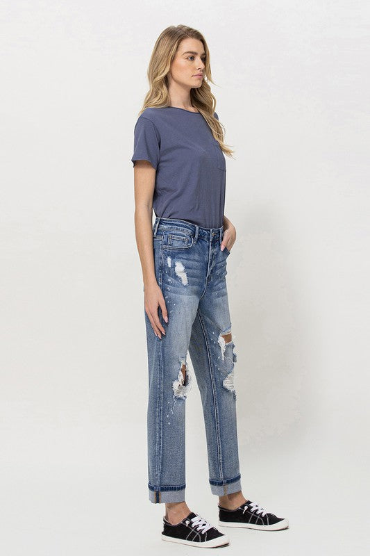 STRETCH BOYFRIEND JEANS W PAINT SPATTER DETAIL, Flying Monkey