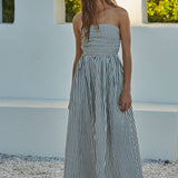 By Together - Striped Tube Strapless Flare Maxi Dress