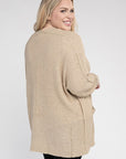 Ribbed Knit Open Front Cardigan (Various Colors), eesome (Plus Only)