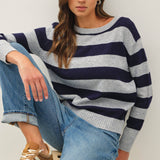 Be Cool - ANGORA BLEND RELAXED FIT WIDE STRIPED SWEATER