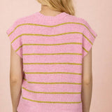VERY J -Striped Knit Sweater Vest Top