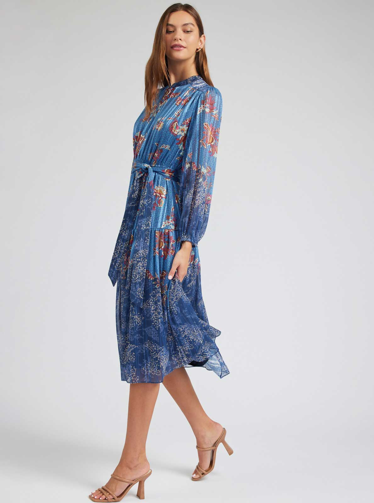 Current Air - Floral Printed Tiered Midi Dress