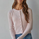 By Together Knit Cable Sweater Cotton Button Down Cardigan Top